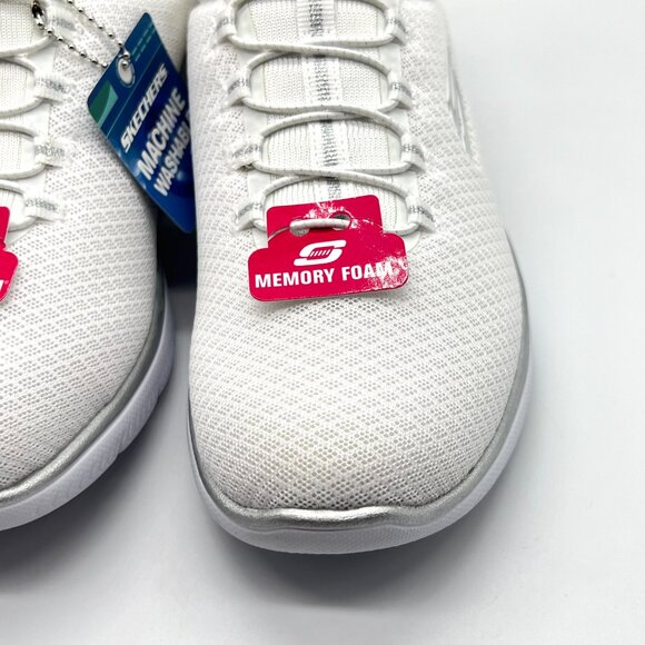 Skechers Womens Size 9 9M Summits White Silver Slip On Comfort Sneakers Shoes - Picture 5 of 14